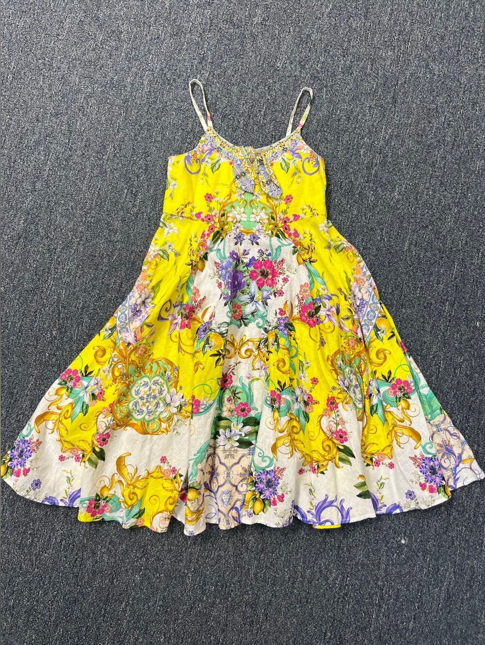 CAMILLA LUXERY AUSTRALIAN LINEN Bright Yellow Floral Girls' Sundress 4